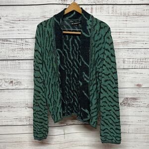 Chris Triola Green and Black Open Cardigan Medium